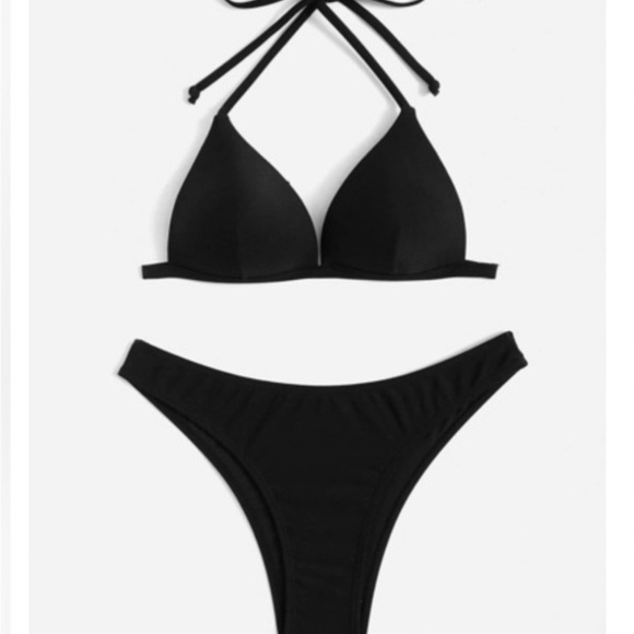 2 for $5 - SHEIN Colorful Striped Bikini Set size S + black bikini set size M - Picture 3 of 4